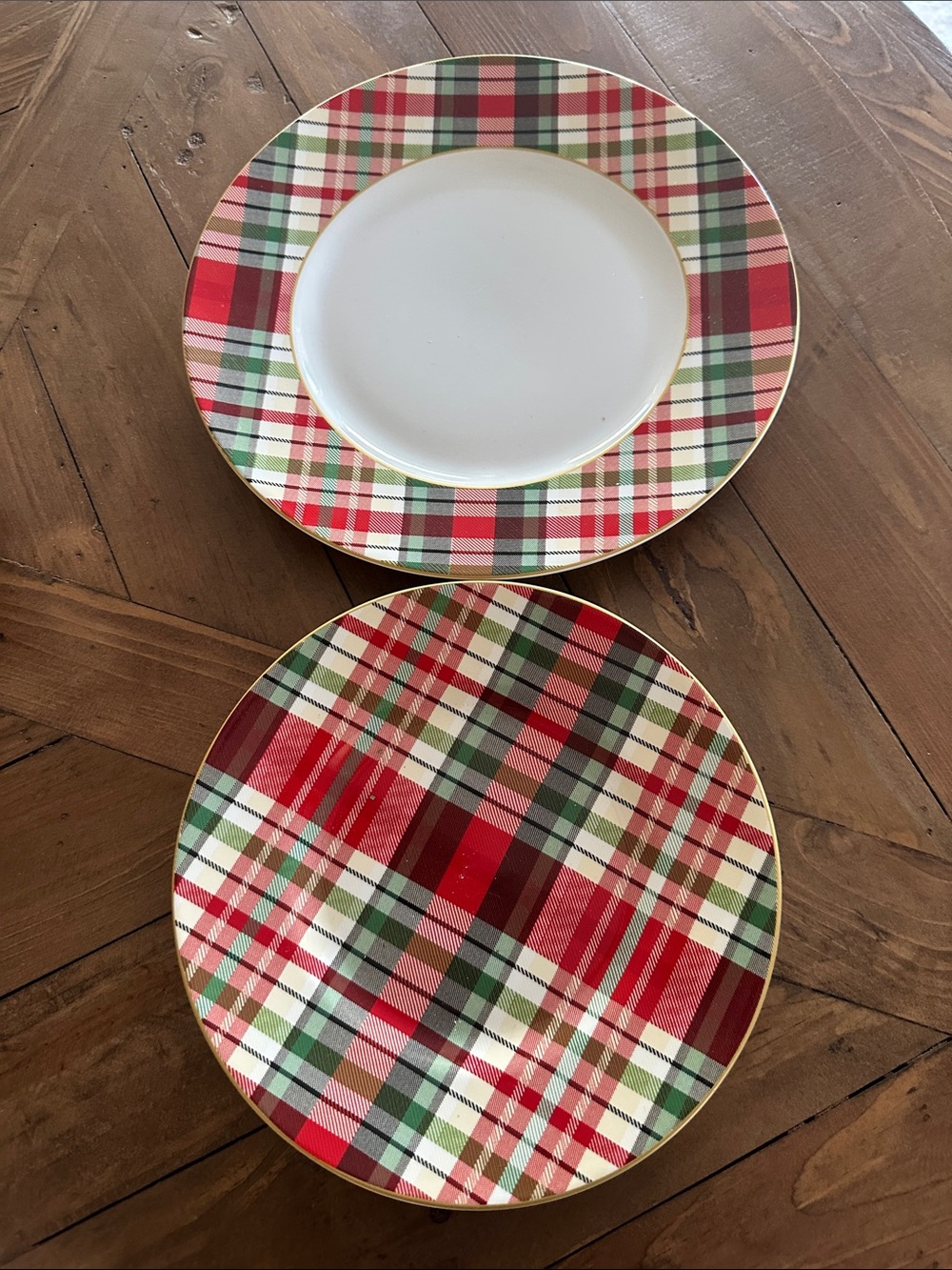 Plaid Holiday Dinner Plate - Red, Green, White